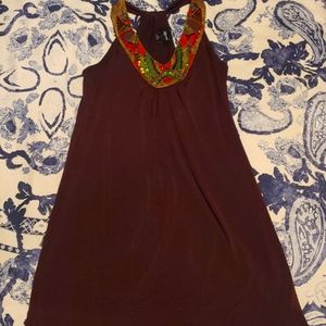 Cute brown dress with detailed collar